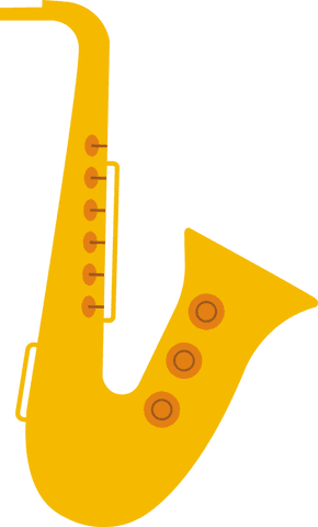 Yellow Saxophone Illustration on Transparent Background