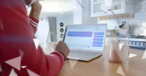 Woman analyzing digital marketing plan in modern home