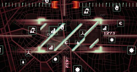 Futuristic Digital Interface with Data and Ecology Symbols - Download Free Stock Images Pikwizard.com