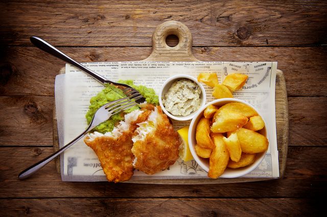 Traditional British Fish and Chips with Pea Puree and Tartare Sauce - Download Free Stock Photos Pikwizard.com