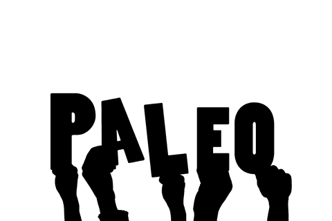 Transparent illustration of hands holding paleo text message