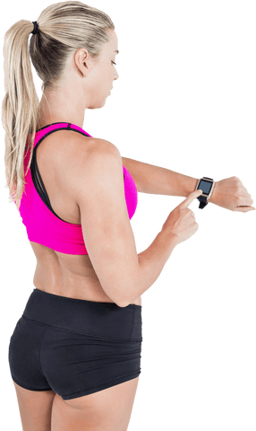 Athletic Woman in Sportswear Checking Smartwatch on Transparent Background - Download Free Stock Videos Pikwizard.com