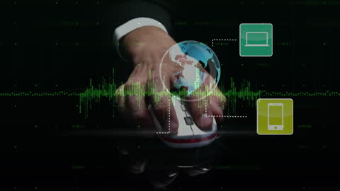 Businessman Navigating Global Digital Connections with Data Interface