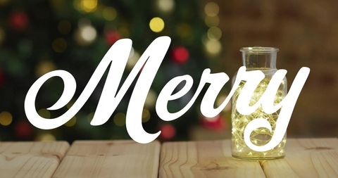 Festive Merry Seasonal Greeting with Christmas Lights