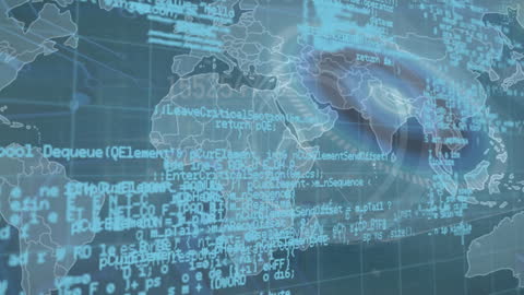 Data Processing Overlaid on World Map Animation