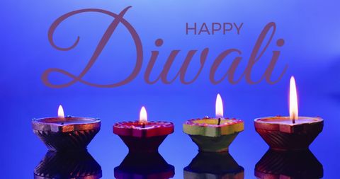 Diwali candle display on purple background