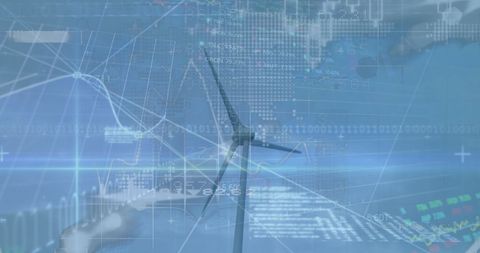Wind Power and Digital Data Integration Concept