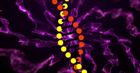 Close-Up Digital DNA Strand with Vibrant Lines on Dark Background - Download Free Stock Images Pikwizard.com