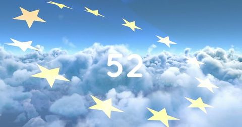 Number 52 Floating Amongst Stars Clouds Digital Fantasy Sky