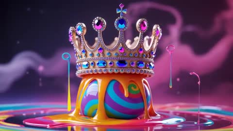 Abstract Image of Royal Crown with Dripping Paint on Sphere
