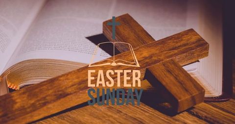 Easter Sunday Religious Background with Wooden Cross and Bible - Download Free Stock Images Pikwizard.com