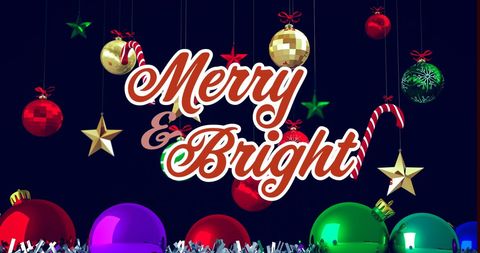 Colorful christmas ornaments with festive greeting