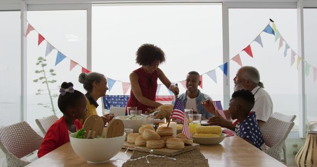 Family Celebrating Fourth of July with Meal and Decorations - Download Free Stock Images Pikwizard.com