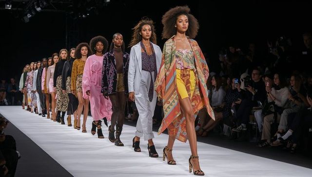 Models Striding Confidently Down Fashion Show Runway
