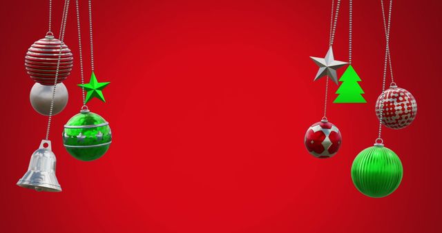 Festive Christmas Baubles and Decorations on Red Background - Download Free Stock Images Pikwizard.com