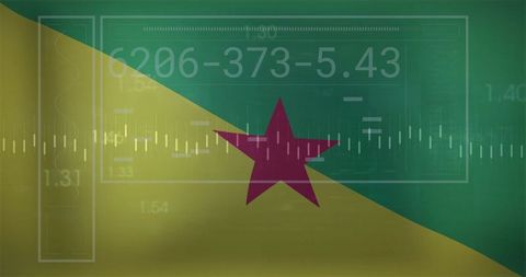 Diagonal two-tone flag emblem with magenta star and futuristic hud overlay for tech design