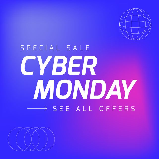 Composition of cyber monday text over shapes on blue background. Cyber monday, shopping and sale concept digitally generated image.