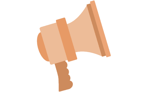 Digital loudspeaker symbol for communication on transparent background