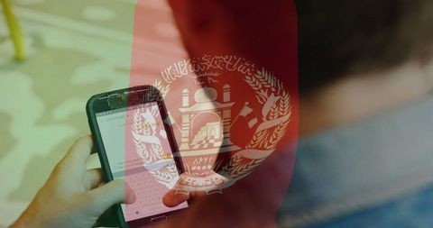 Smartphone with Afghanistan Flag in Educational Setting