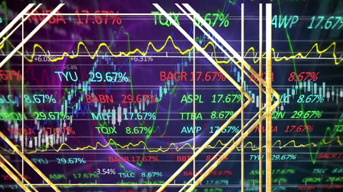 Abstract Financial Data Display with Charts and Graphs