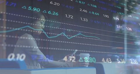 Businesswoman Analyzing Financial Data with Smartphone in Office