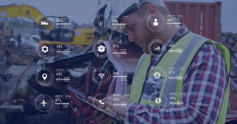 Caucasian Engineer Analyzing Global Shipping Data - Download Free Stock Images Pikwizard.com