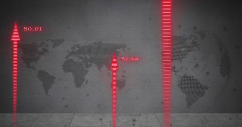 Data Analysis with Futuristic Red Arrows and World Visualization - Download Free Stock Images Pikwizard.com