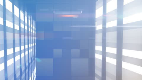 Digital Network Tunnel with Glowing Grid Patterns