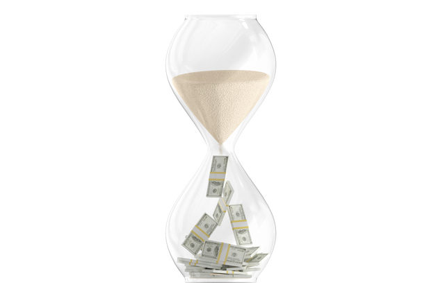 Transparent Hourglass Filled With Money, Time Equals Cash Concept - Download Free Stock Videos Pikwizard.com