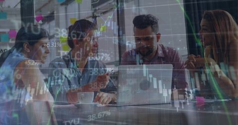 Multiracial Team Analyzing Stock Trends with Laptop - Download Free Stock Images Pikwizard.com
