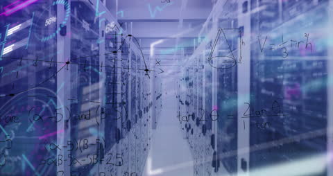 Overlay of Mathematical Equations on Server Room