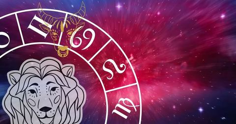 Horoscope Symbols Overlaying Cosmic Starry Background