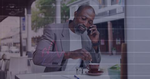Businessman enjoying coffee while on phone outdoors - Download Free Stock Images Pikwizard.com