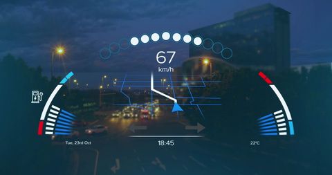 Futuristic Digital Dashboard at Night in Cityscape - Download Free Stock Images Pikwizard.com