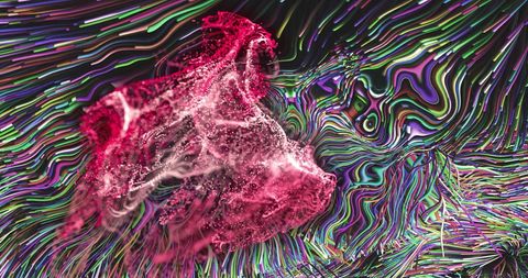Abstract glowing mesh with vivid multicolored waves