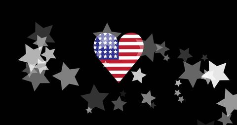 American Pride: Heart with USA Flag and Falling Stars