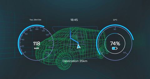 Futuristic Car Dashboard Holographic Interface Illustration - Download Free Stock Images Pikwizard.com