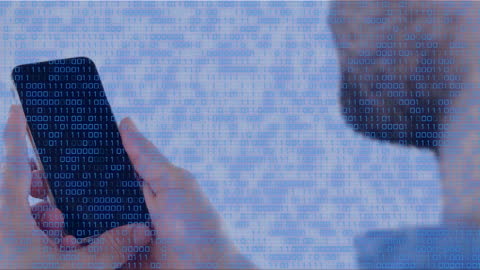 Digital Security Overlay on Smartphone Use by Businessman