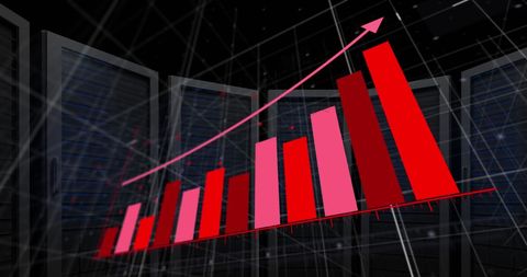 Growing Graph and Servers Representing Data Growth and Analysis - Download Free Stock Images Pikwizard.com