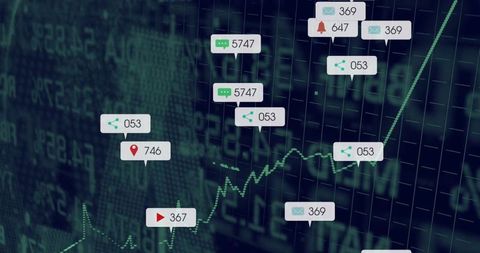 Financial Trading Dashboard with Rising Chart and Notifications