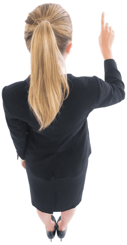 Confident Businesswoman Pointing Blank Space Transparent Background