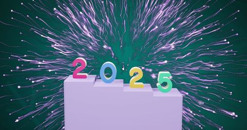 2025 New Year with Colorful Fireworks Background
