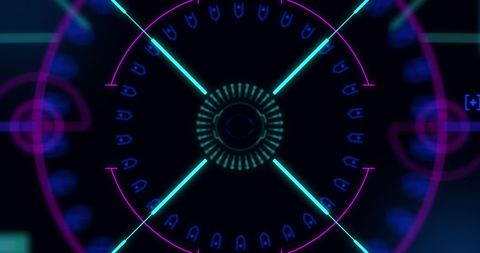 Futuristic digital interface with scanning animation