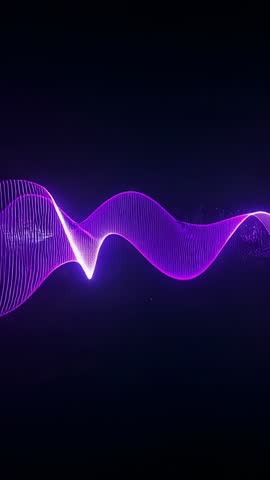 Neon Ribbon Wave Growing and Crossing with Pulsing Nodes Vertical Motion Graphics