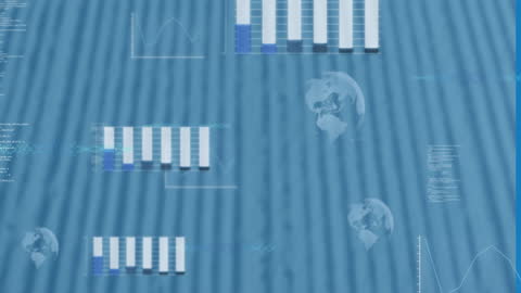 Abstract Digital Animation with Data Graphs on Striped Background