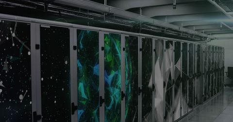 Digital Servers with Illuminated Data Interface and Message Icons - Download Free Stock Images Pikwizard.com