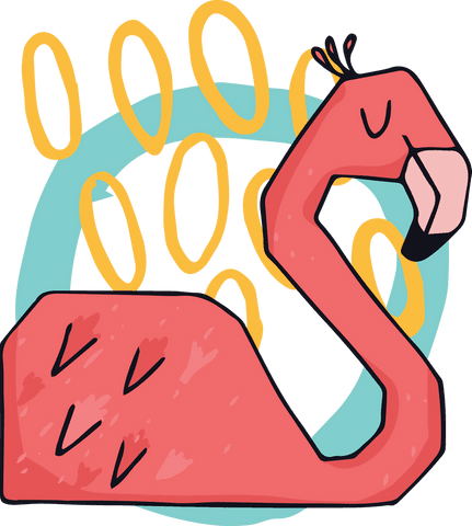 Playful Flamingo Outline with Abstract Shapes Transparent Background - Download Free Stock Videos Pikwizard.com
