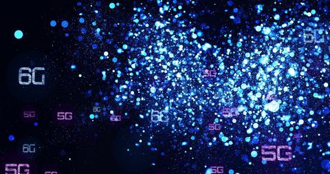 Abstract 6G Network Technology Concept with Digital Particles - Download Free Stock Images Pikwizard.com
