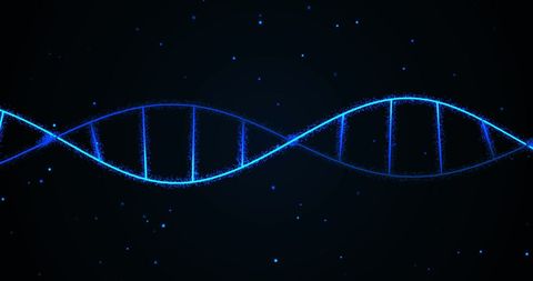 Glowing Blue DNA Strand on Black Background with Digital Particles - Download Free Stock Images Pikwizard.com