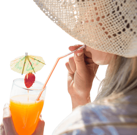 caucasian woman sipping refreshing summer drink transparent - Download Free Stock Videos Pikwizard.com